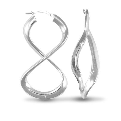 Sterling Silver Ring - 925 Sterling Silver Polished Figure of Eight Hoop Earrings - by Hearts Forever Jewellers