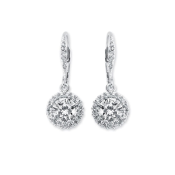 Sterling Silver Cubic Zirconia Ring - 925 Silver CZ Set Halo Cluster Drop Earrings - by Hearts Forever Jewellers
