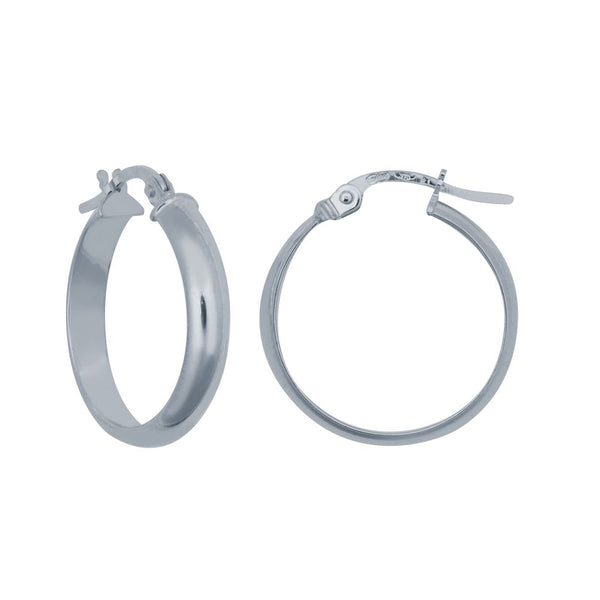 Sterling Silver Ring - 925 Sterling Silver 4mm Wedding Band Style Hoop Earrings - by Hearts Forever Jewellers
