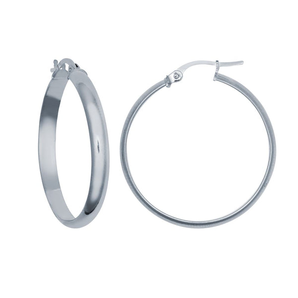 Sterling Silver Ring - 925 Sterling Silver 4mm Wedding Band Style Hoop Earrings - by Hearts Forever Jewellers