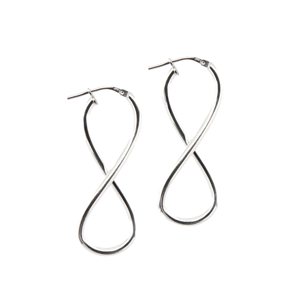 Sterling Silver Ring - 925 Sterling Silver Polished Figure of Eight Hoop Earrings - by Hearts Forever Jewellers