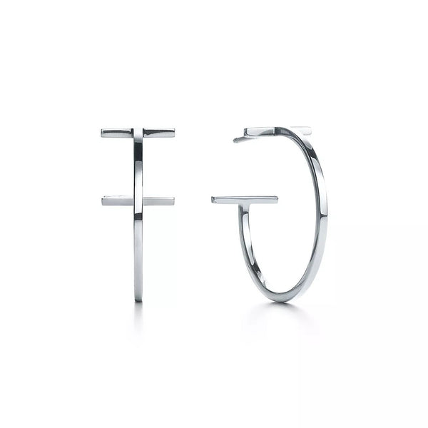 Sterling Silver Ring - 925 Sterling Silver Polished T Hoop 20mm Earrings - by Hearts Forever Jewellers