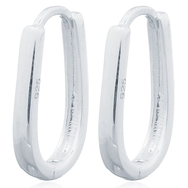 Sterling Silver Ring - 925 Silver Oval Huggie Earrings - by Hearts Forever Jewellers