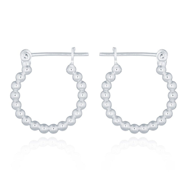 Sterling Silver Ring - 925 Silver Bead Design Hoop Earrings - by Hearts Forever Jewellers
