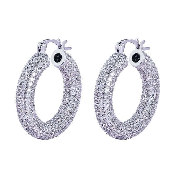 Sterling Silver Cubic Zirconia Ring - 925 Silver CZ Set Hoop Earrings - by Hearts Forever Jewellers