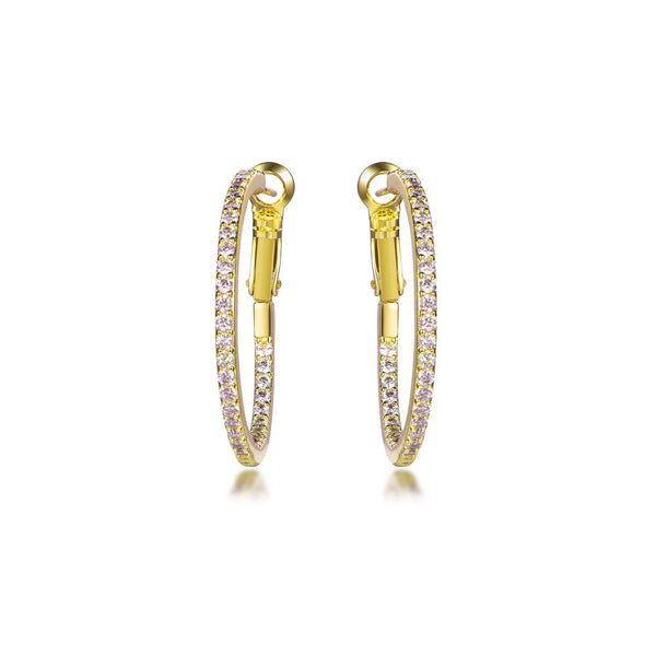 Sterling Silver Cubic Zirconia Ring - 925 Silver CZ Set Hoop Earrings 31mm - by Hearts Forever Jewellers