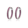 Sterling Silver Cubic Zirconia Ring - 925 Silver Red & White CZ Set Hoop Earrings 18mm - by Hearts Forever Jewellers