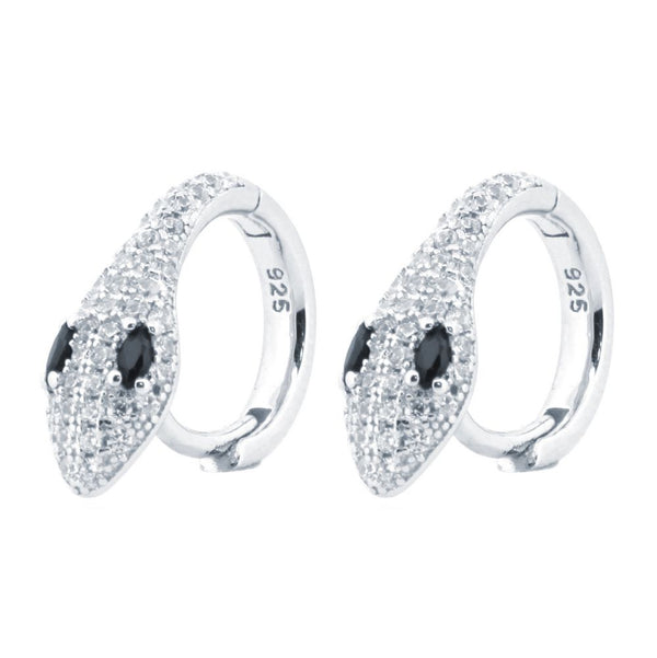 Sterling Silver Cubic Zirconia Ring - 925 Silver Rhodium Plated CZ Set Snake Earrings - by Hearts Forever Jewellers