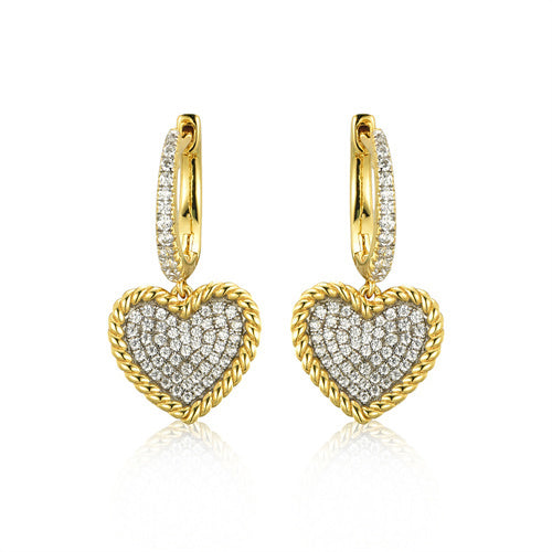 Sterling Silver Cubic Zirconia Ring - 925 Silver 14ct Gold Plated CZ Set Earrings - by Hearts Forever Jewellers