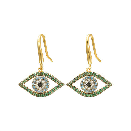 Sterling Silver Cubic Zirconia Ring - 925 Silver 14ct Gold Plated CZ SetEvil Eye Earrings - by Hearts Forever Jewellers