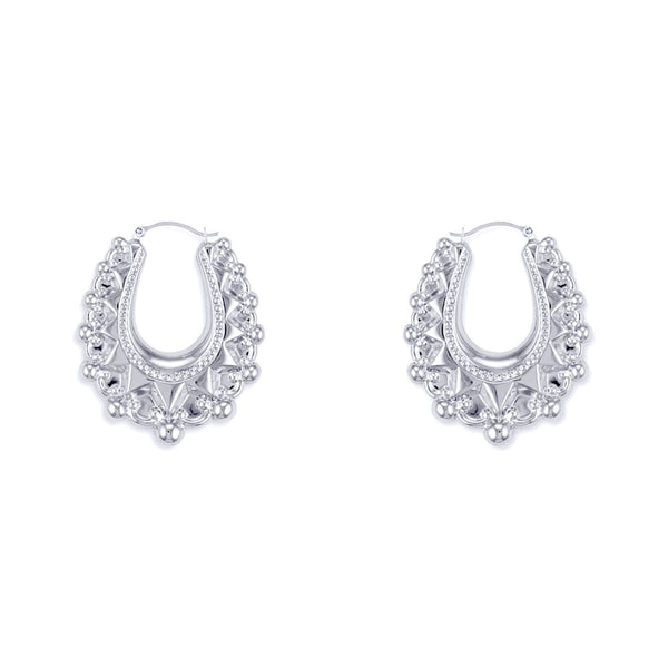 Sterling Silver Ring - 925 Sterling Silver Oval Spiked Creole Earrings - by Hearts Forever Jewellers