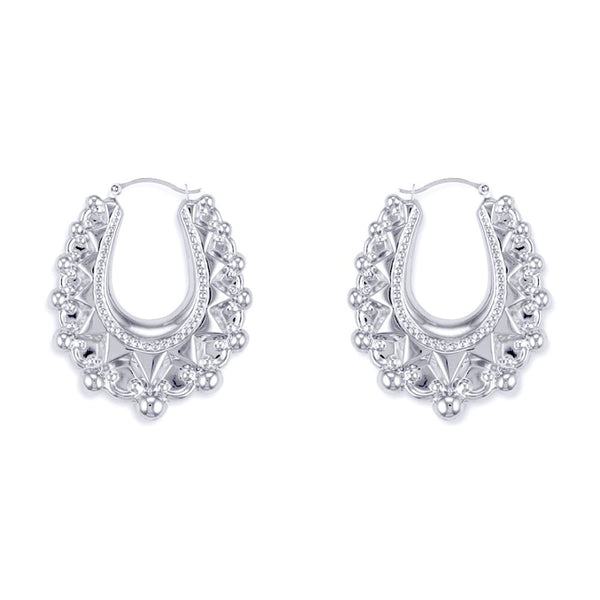Sterling Silver Ring - 925 Sterling Silver Oval Spiked Creole Earrings - by Hearts Forever Jewellers