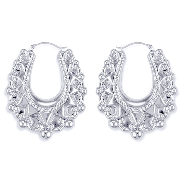 Sterling Silver Ring - 925 Sterling Silver Oval Spiked Creole Earrings - by Hearts Forever Jewellers