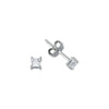925 Silver 3mm CZ Set Stud Earrings Square