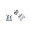 925 Silver 3mm CZ Set Stud Earrings Square
