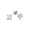 925 Silver 3mm CZ Set Stud Earrings Square