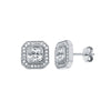 925 Silver Square CZ Set Halo Stud Earrings