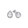 925 Silver CZ Set Pear Shape Halo Stud Earrings