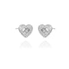 925 Silver CZ Brilliant and Baguette Cut Heart Stud Earrings