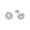 925 Silver CZ Set Heart in Circle&nbsp;Stud Earrings