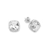 925 Silver CZ Set Cushion Halo Stud Earrings