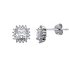 925 Silver Square CZ Set Cluster Stud Earrings