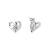 925 Silver CZ Set Heart Stud Earrings