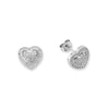 925 Silver CZ Set Heart Stud Earrings