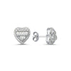 925 Silver CZ Brilliant and Baguette Cut Heart Stud Earrings