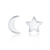 925 Silver Moon & Star Stud Earrings
