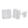 925 Silver CZ Set Square Cluster Stud Earrings