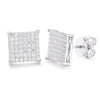 925 Silver CZ Set Square Cluster Stud Earrings