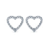 925 Silver Rhodium Plated CZ Set Heart Stud Earrings