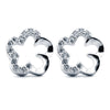 925 Silver Rhodium Plated CZ Set Clover Stud Earrings