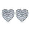 925 Silver Rhodium Plated CZ Set Heart Stud Earrings