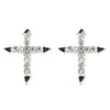 925 Silver Rhodium Plated CZ Set Cross Stud Earrings