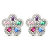 925 Silver Rhodium Plated CZ Set Stud Earrings