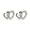 925 Silver Rhodium Plated CZ Set Heart Stud Earrings