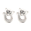 925 Silver Rhodium Plated CZ Set Cat Stud Earrings