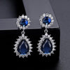 925 Silver Rhodium Plated Pear Shape Cluster Drop Earrings