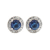 925 Silver Rhodium Halo Stud Earrings Sapphire Centre CZ