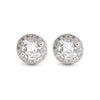 925 Silver Rhodium Halo Stud Earrings Sapphire Centre CZ