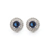 925 Silver Rhodium Halo Stud Earrings Sapphire Centre CZ