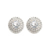 925 Silver Rhodium Halo Stud Earrings Sapphire Centre CZ