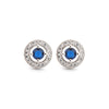 925 Silver Rhodium Halo Stud Earrings Sapphire Centre CZ