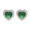 925 Silver Rhodium Heart Shape Stud Earrings Sapphire Centre CZ