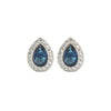 925 Silver Rhodium Pear Shape Stud Earrings Sapphire Centre CZ