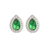 925 Silver Rhodium Pear Shape Stud Earrings Sapphire Centre CZ