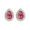 925 Silver Rhodium Pear Shape Stud Earrings Sapphire Centre CZ
