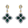 925 Silver 14ct Gold Plate CZ Set Clover Drop Earrings Blue